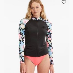 BILLABONG Feelin Tropical Long Sleeve Zip-Up Rashguard UV Protection: UPF 50 M